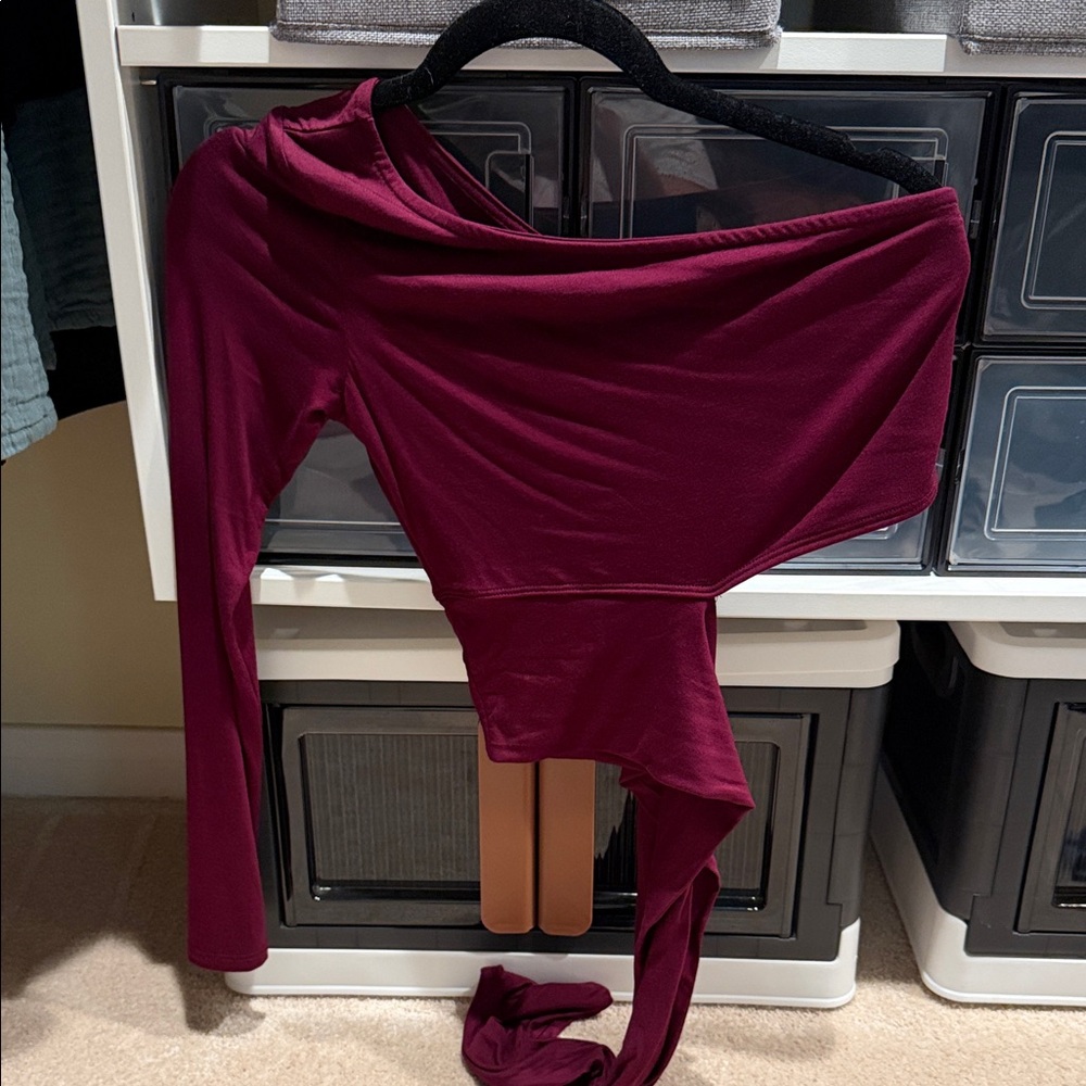Fashion Nova Burgundy One-Shoulder Top